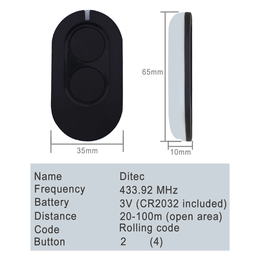 Ditec entrematic zen2 zen4 zen2w zen4w garagentor fernbedienung kompatibel mit gol4 bixlg4 bixlp2 bixls2 433mhz rolling code