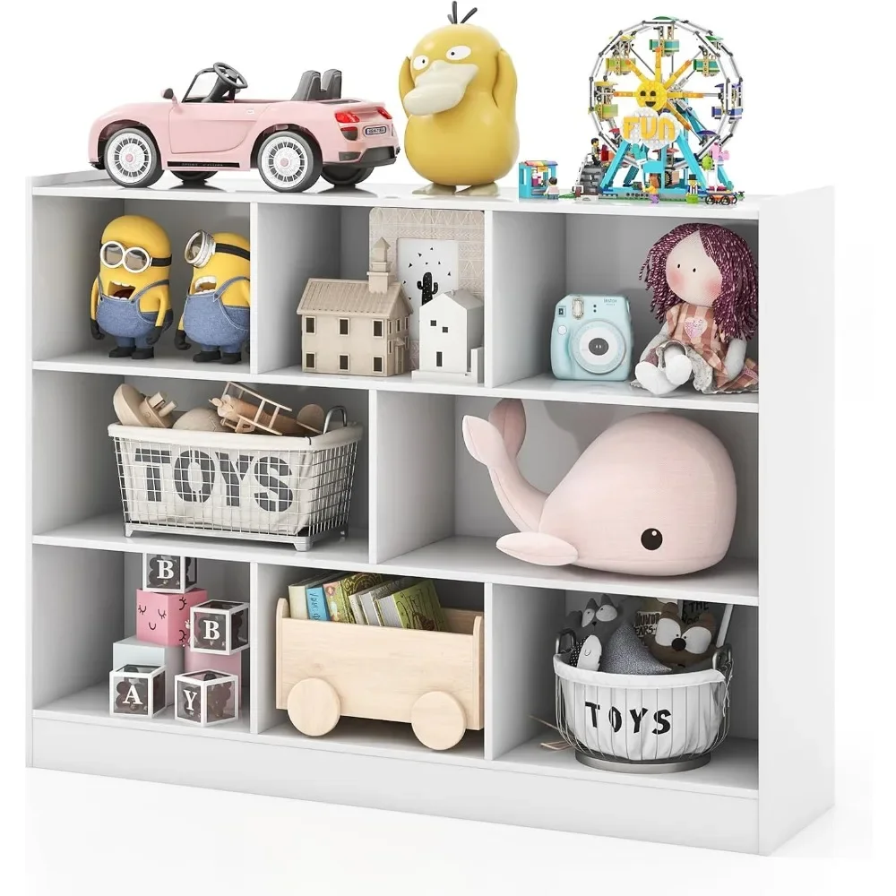 Toy Storage Organizer,Bookshelf, 8 Cube Kids' Bookcases, Cabinets & Shelves, Wooden Toy Organizers, Small Book Shelf for Bedroom