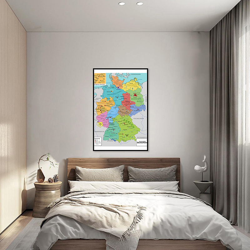 42*59cm The Germany Map In German Wall Decorative Print Canvas Painting Art Poster Living Room Home Decor School Supplies