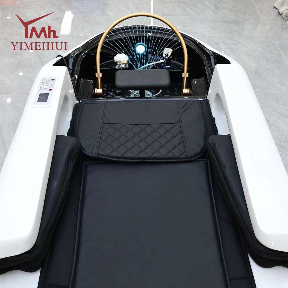 Salon Head Spa Shampoo Massage Bed Synthetic Leather Head Therapy Bed Automatic Massage Shampoo Chair Hair Spa Equipment