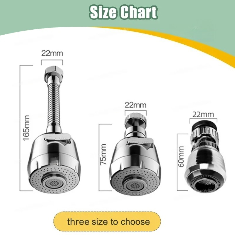 360 Degree Rotatable 2/3 Mode Faucet Extender Water Saving Bubbler Nozzle Adapter for Kitchen & Bathroom Home Faucet Accessories