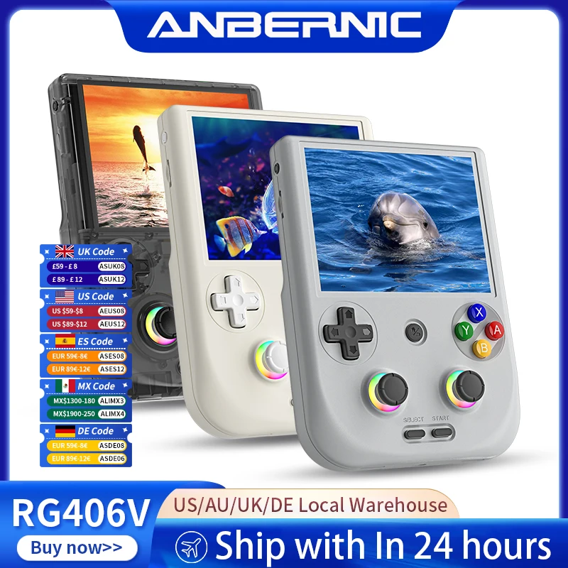 ANBERNIC RG 406V Console de jogos portátil 4 "IPS Tela multi-toque Android13 RG406V Retro Jogos de vídeo Suporte 1080p DP Atualização FOTA