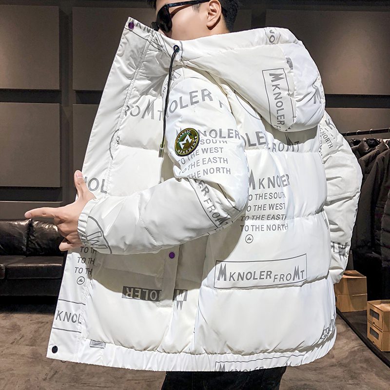 Jaqueta de inverno masculina de alta qualidade, jaqueta de outono, pato branco, versão curta, coreana, moda jovem, berço com capuz