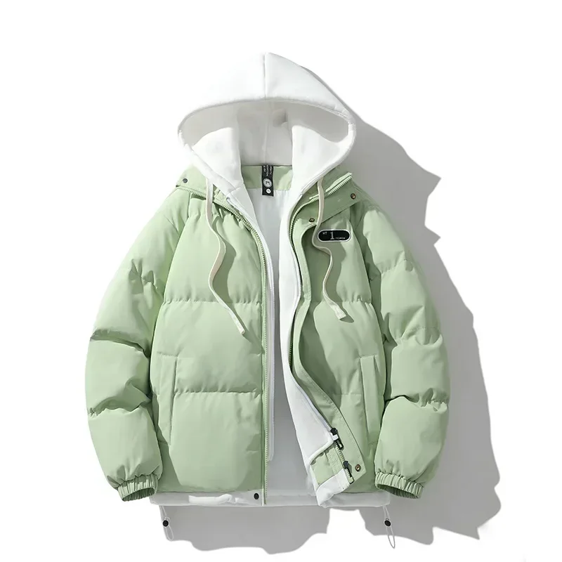 Chaqueta cálida informal 2 en 1 con capucha a prueba de viento para bicicleta, abrigo de algodón para pareja sencilla, cortavientos para exteriores, otoño e invierno, 2024
