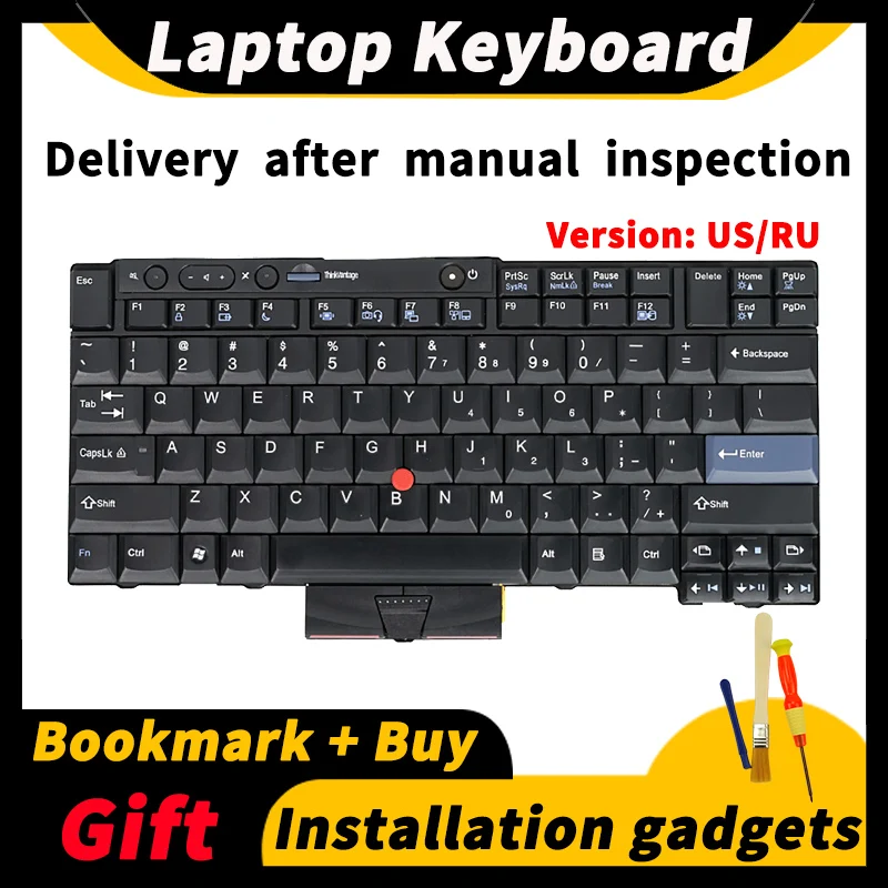 Teclado de substituição para laptop, para lenovo thinkpad t410 t420 x220 x220i x220t t510 t520 w510 w520 45n2211 45n2141, layout eua/russo