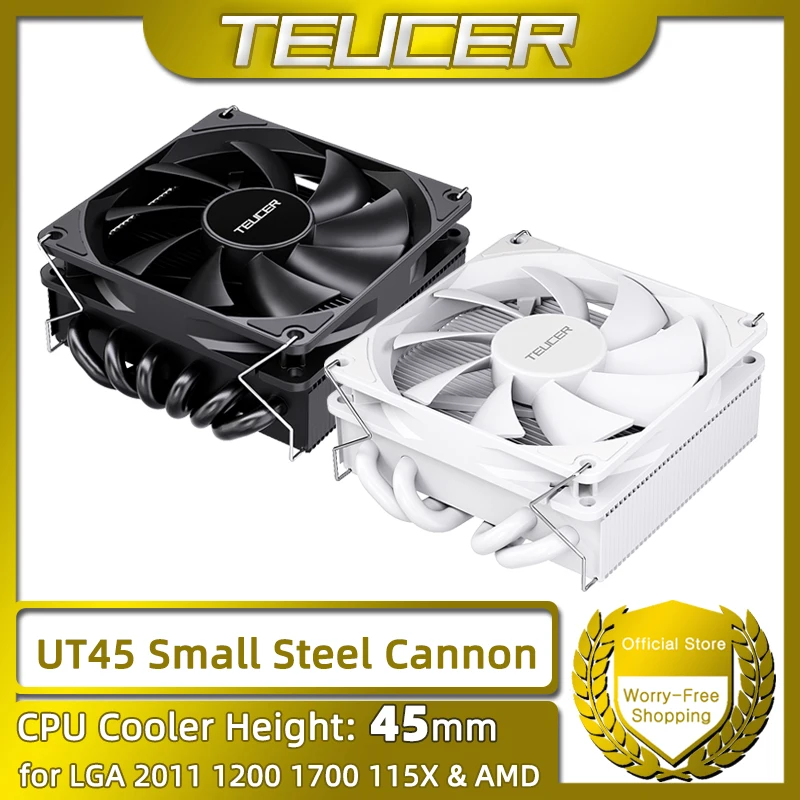 Teucer UT45 -серия CPU Cooler, 45 -миллиметровый радиатор ITX -шасси воздушного охлаждения с вентилятором UT12015 FDB для AM5 AM4 и LGA1700 1200 2011 2011 для X99