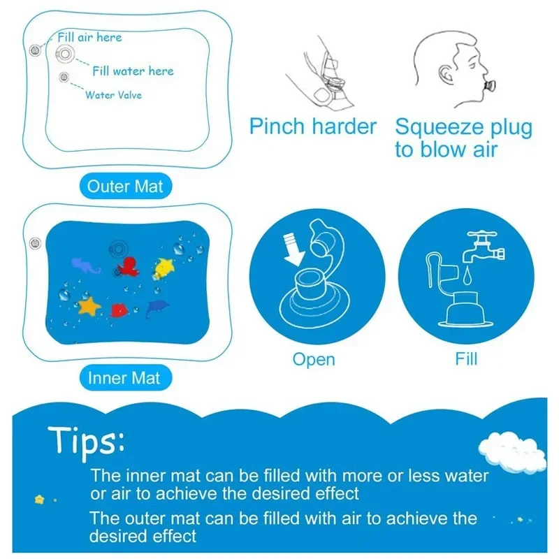 Baby Water Speelkleed Opblaasbaar Kussen PVC Baby Tummy Time Peuter Waterkussen Voor Kinderen Vroeg Onderwijs Ontwikkelen Activiteit Speelgoed