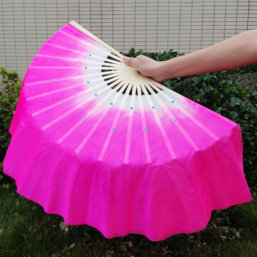 Ventilador chinês de dança do ventre curto para mulheres, corante de bambu para adultos, pares de meio círculo, fãs de dança Yangko, 30cm, 10cm, 1pc