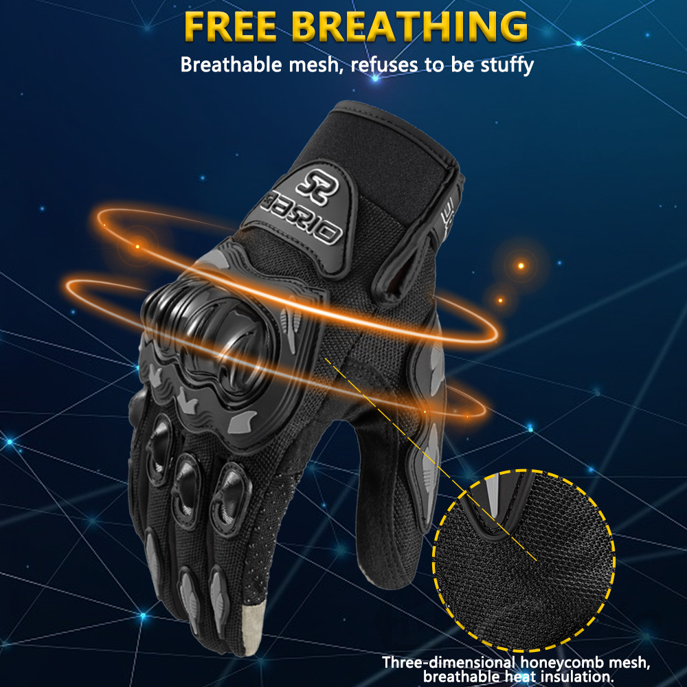 ฤดูร้อนBreathable Full Fingerถุงมือรถจักรยานยนต์ลื่นสวมใส่Motocross Racingถุงมือหน้าจอสัมผัสMoto Bikerถุงมือ