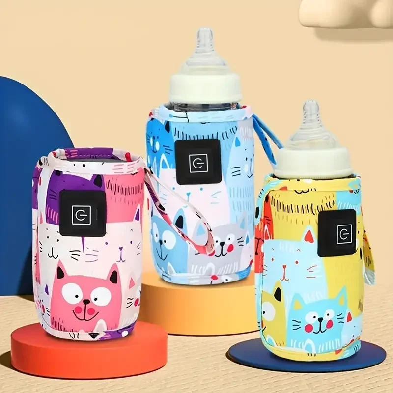 Aquecedor de leite USB, bolsa de isolamento para carrinho de viagem, aquecedor de garrafa de leite materno, aquecedor de garrafa portátil, Natal, Halloween