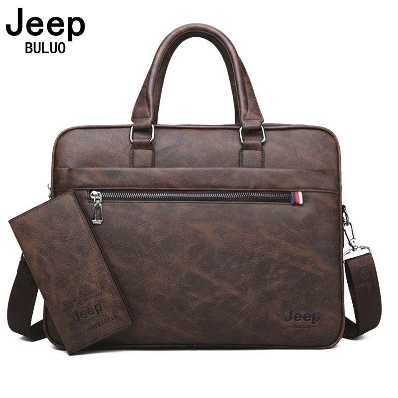 JEEP BULUO Berühmte Marke Männer Aktentaschen Hohe Qualität 14'Laptop büro Business Tasche Leder Schulter Messenger Taschen Reise Handtasche
