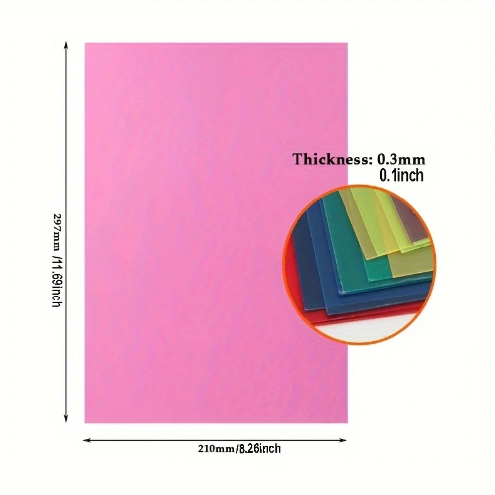 A4 Transparent Colored Plastic Sheet PVC Waterproof Color Filter Sheet 0.3mm Thickness DIY Handmade Material Building Model