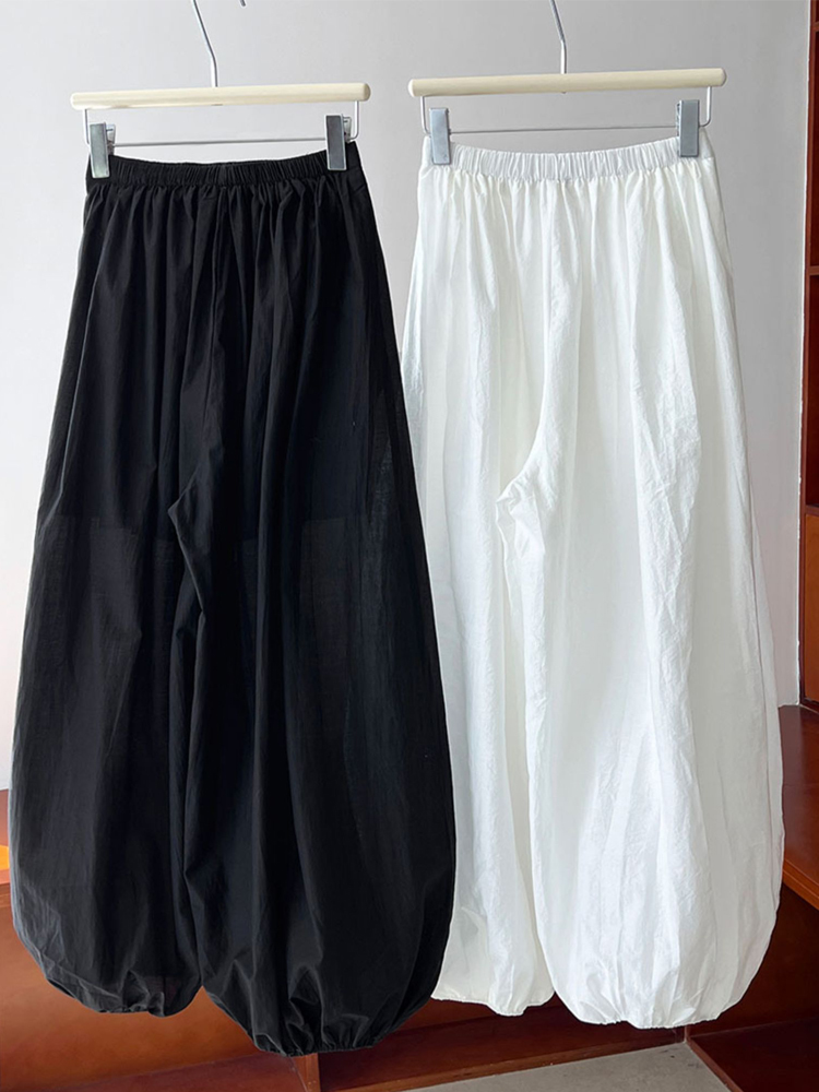 Bloomers de gran tamaño 2025 nuevo verano elegante moda mujer pantalones tipo farol Casual suelto transpirable algodón pantalones de pierna ancha