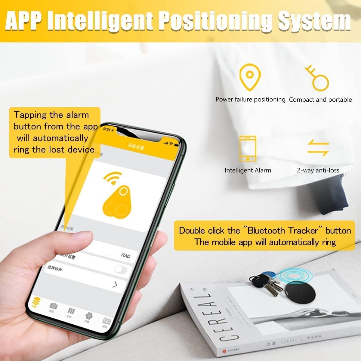 Smart Bluetooth GPS Anti - lose Tracker Sound locate msg reminder alarm For keys wallets kids pets APP tracking on iOS & Android