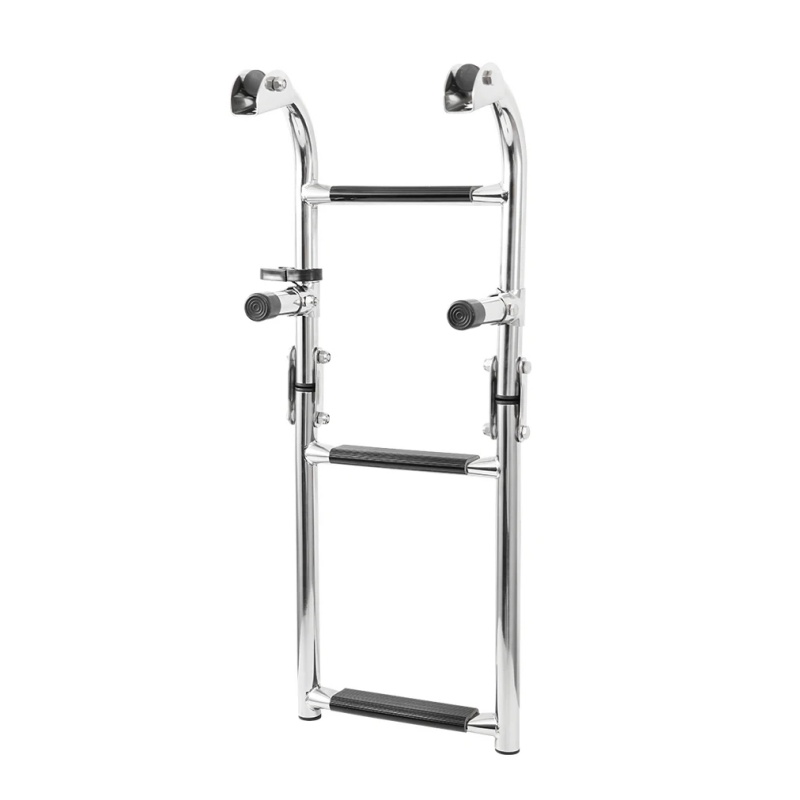 Escada de barco dobrável de 2 + 1 degraus, escada de barco de aço inoxidável 316, escada de deck de natação para iate marinho e piscina