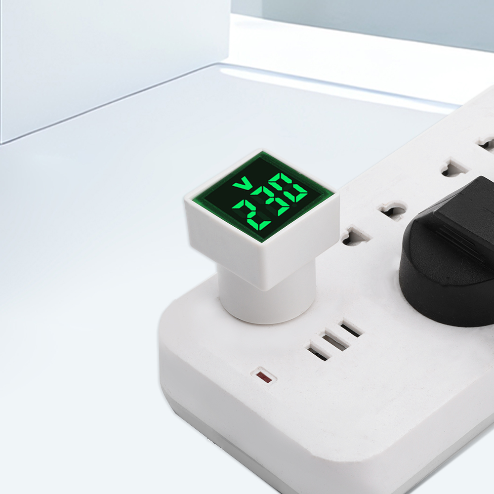 Mini voltímetro cuadrado LED Digital, amperímetro, indicador de corriente de voltaje, enchufe de la UE, Detector de prueba de amperios de 30mm, CA 50-500V