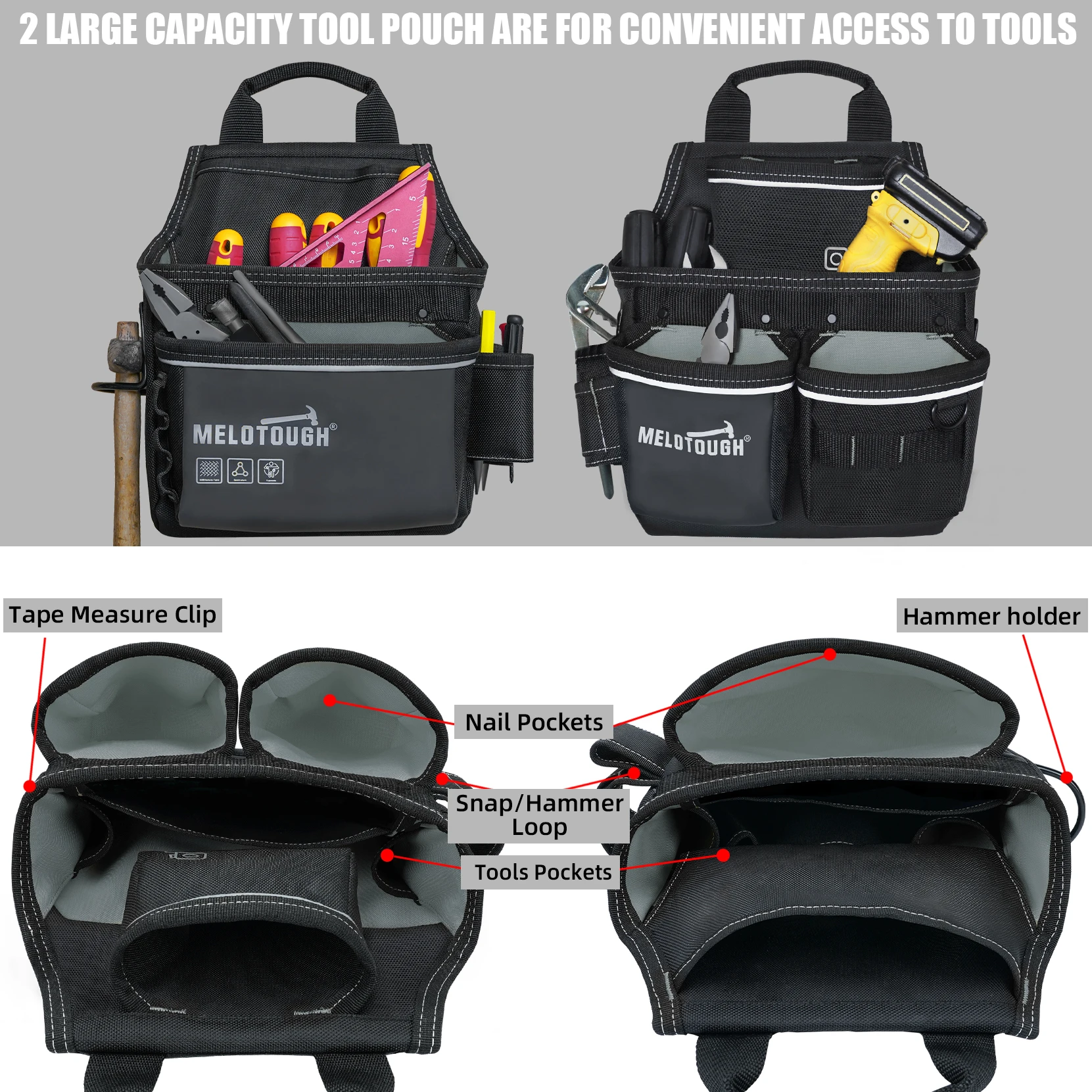 Carpenters Tool Belt with Suspenders Professional Tool Belt Combo Organizer With Tool Pouch Suspenders with 32 Pockets and Loops