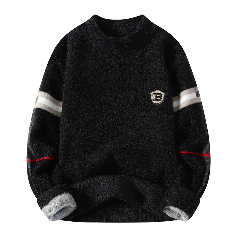 Herren reiner Nerz Kaschmir pullover Pullover Winter Herren warmer und modischer locker sitzender Langarm pullover Fleece pullover
