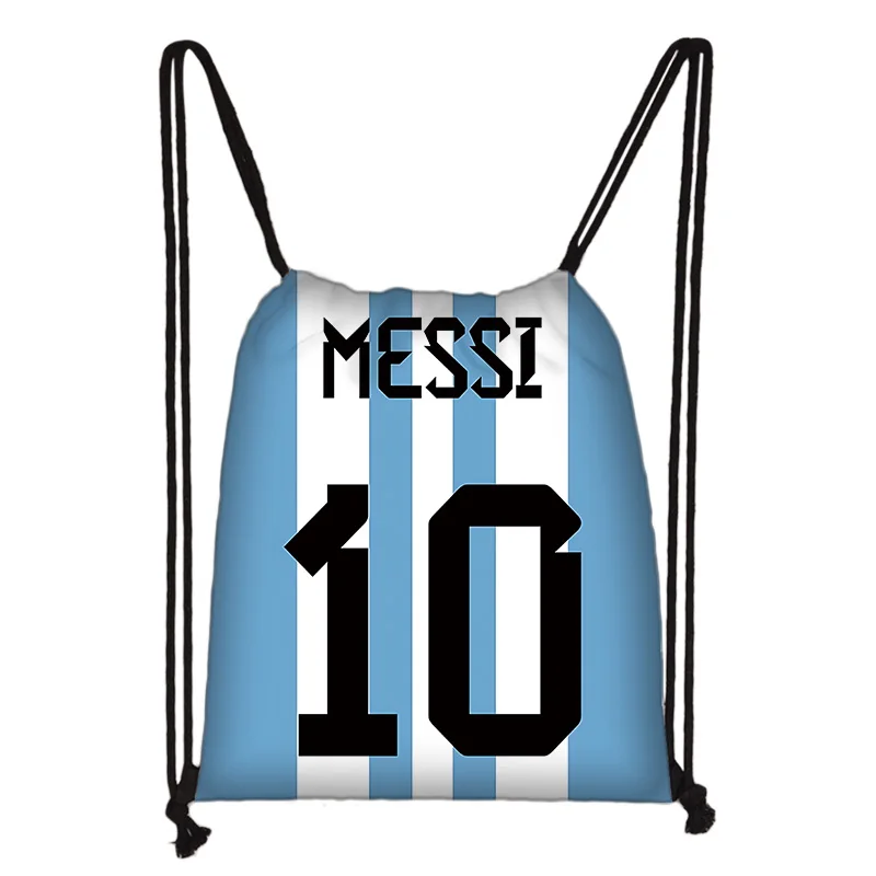 Estrella de fútbol MessiS 10 niño impreso cordón para bolsa de compras hombres mujeres fútbol deportes gimnasio almacenamiento Yoga mochila