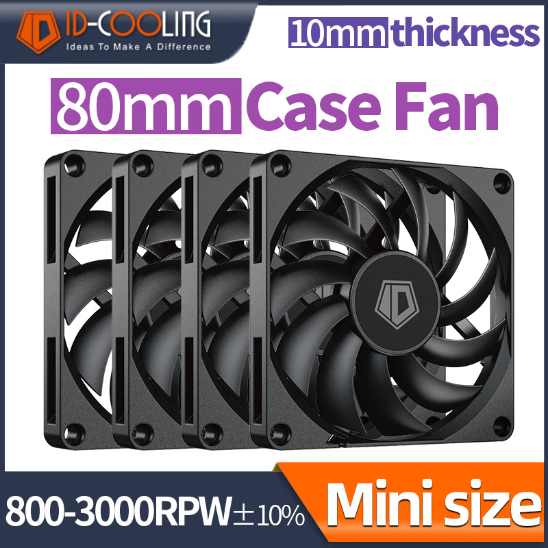 ID-COOLING 80 мм ШИМ 800-3000 об/мин Mini ITX Черный корпус для ПК ВЕНТИЛЯТОР Ультратонкий вентилятор охлаждения с контролем температуры толщиной 10 мм