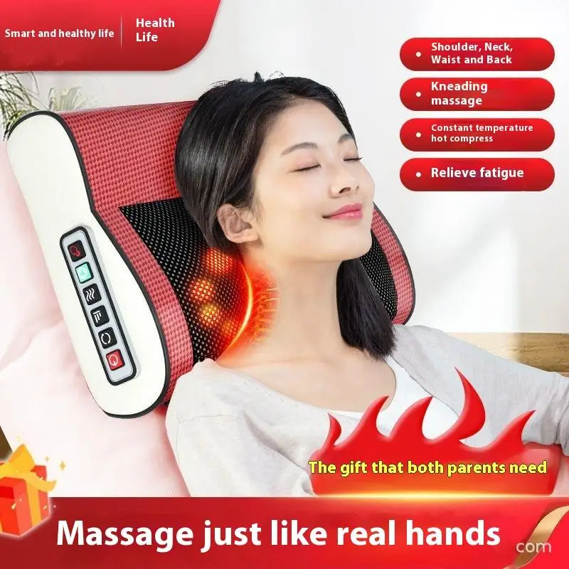 Massageador multifuncional de pescoço e ombro, ferramenta doméstica para amassar pescoço e costas com massagem de compressa quente ajustável múltipla