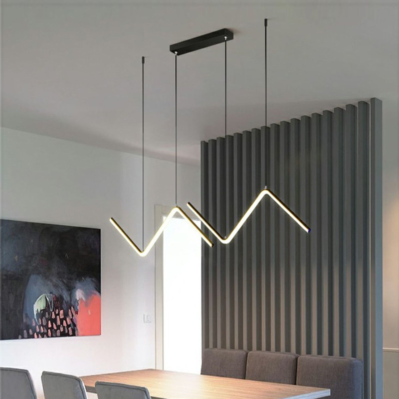 Moderne LED Pendelleuchte Gold/Schwarz Lange Linie Pendelleuchte Für Restaurant Studie Küche Büro Kaffee Home Dekoration Luxus