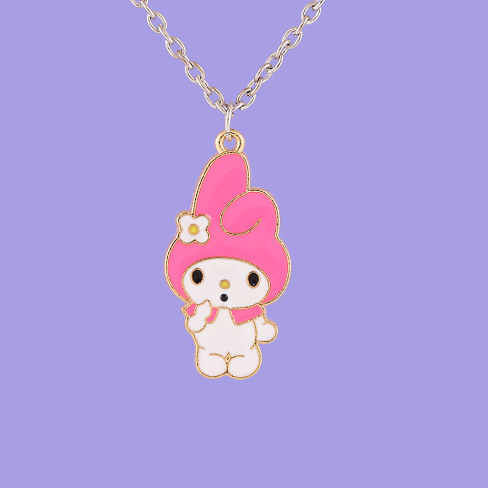สร้อยคอ Sanrio Kuromi MyMelody คู่ Bestie การ์ตูน Oil Drop สร้อยคอ Kawaii ผู้หญิงอุปกรณ์เสริมเด็ก Growth ของขวัญ