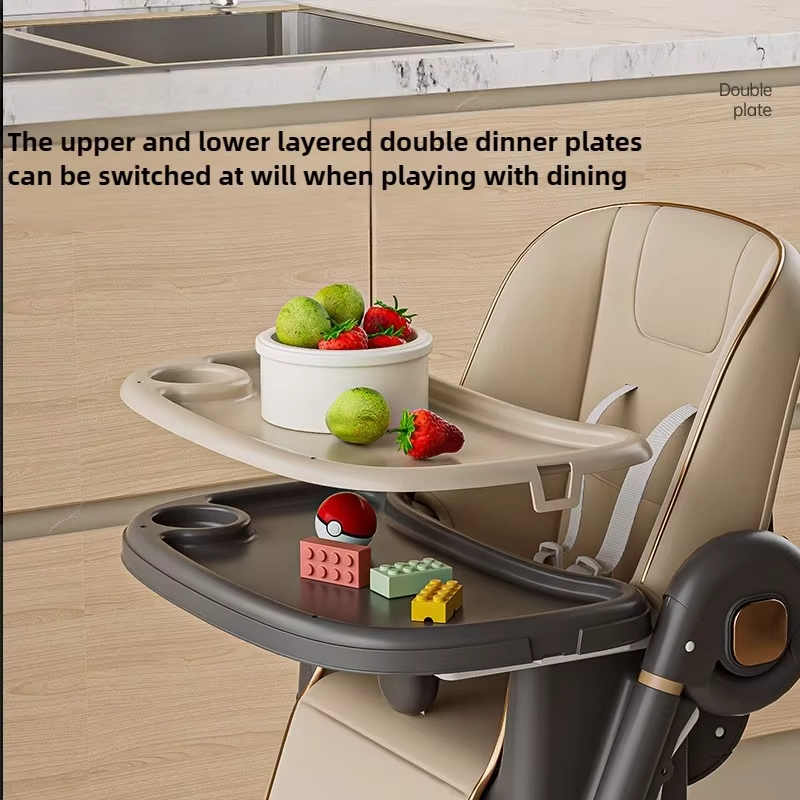 Nueva silla de comedor para niños, silla de comedor multifuncional para bebés con ruedas, se puede ajustar en altura, silla para niños