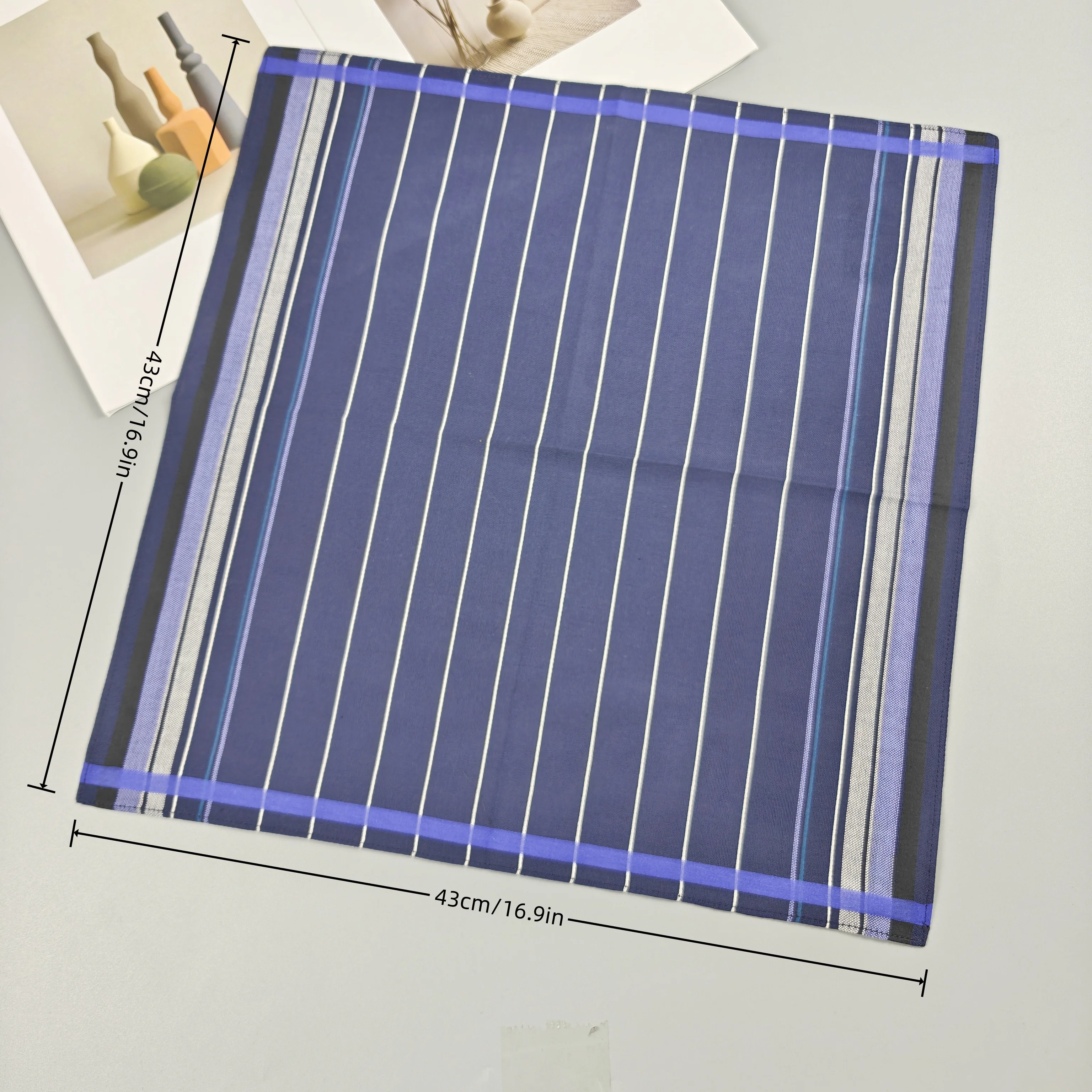 43 cm/16,9 Zoll modischer neuer Baumwoll-Taschentuch-Taschenschal fühlt sich weich und saugfähig an, 2-teilige Kombination