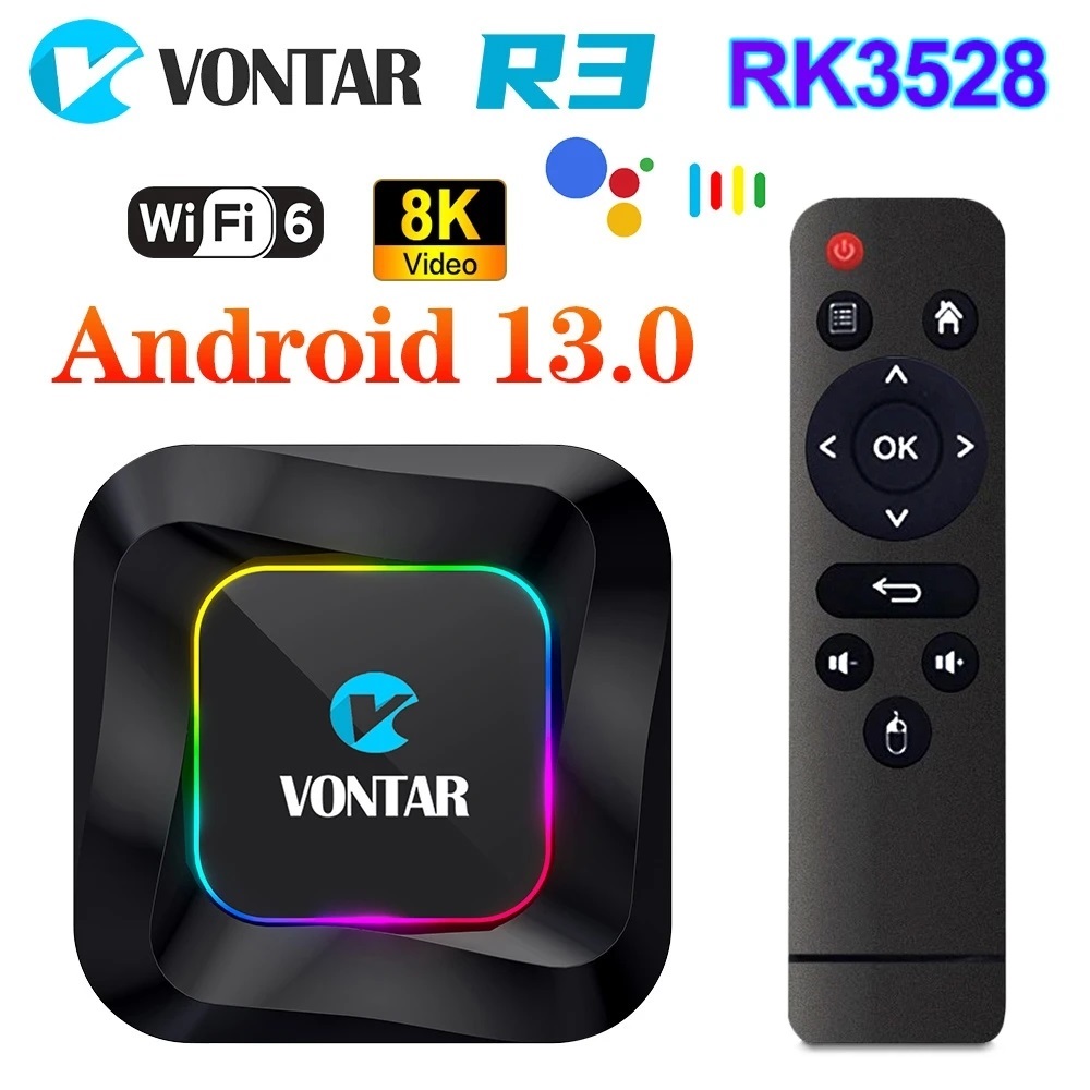 VONTAR R3 TV Box Android 13 Rockchip RK3528 Quad Core Cortex A53 Unterstützung 8K Video BT Wifi6 Google Voice Media Player Set Top Box