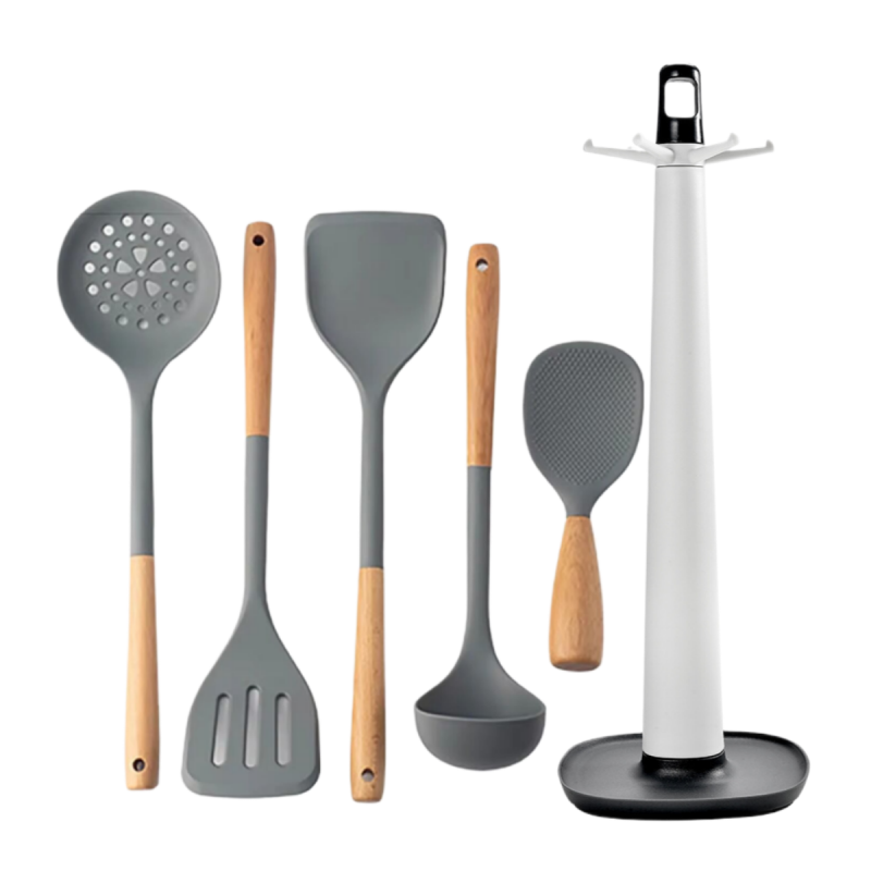 NEW Silicone Spatula Non Stick Pan Wooden Handle Silicone Vegetable Heat-resistant Silicone Cooking Spatula Spoon Kitchen tool