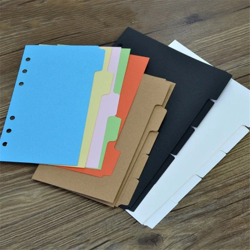 5Pcs/set A5 A6 Binder Index Dividers Index Page for Loose-leaf Notebook Scrapbook Diary Stationery School Office Supplies
