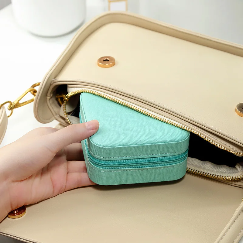 Eenvoudige ins macaron sieradendoos reizen reizen studs ketting ring sieradendoos, draagbaar