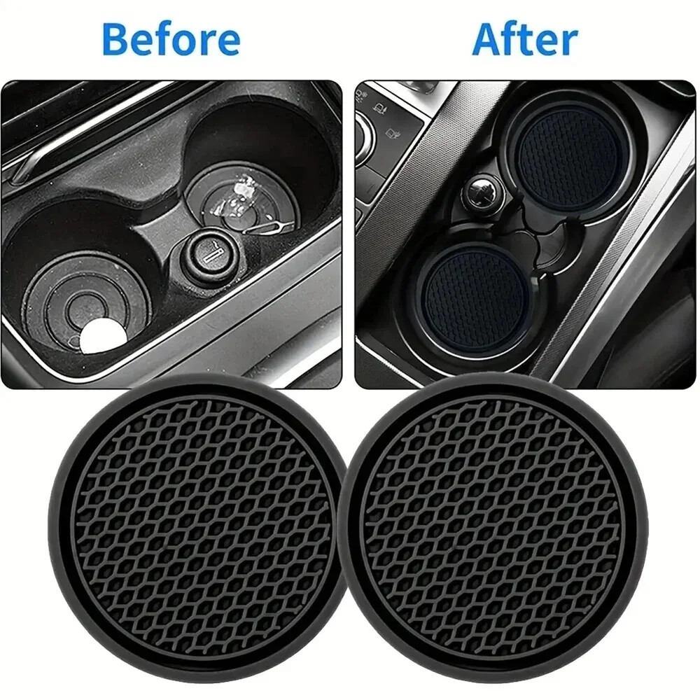 Carro Anti Slip Cup Holder, preto, Insert Coasters, Pads, Acessórios Interiores, Universal, se encaixe a maioria dos copos, se encaixe mais, 2pcs