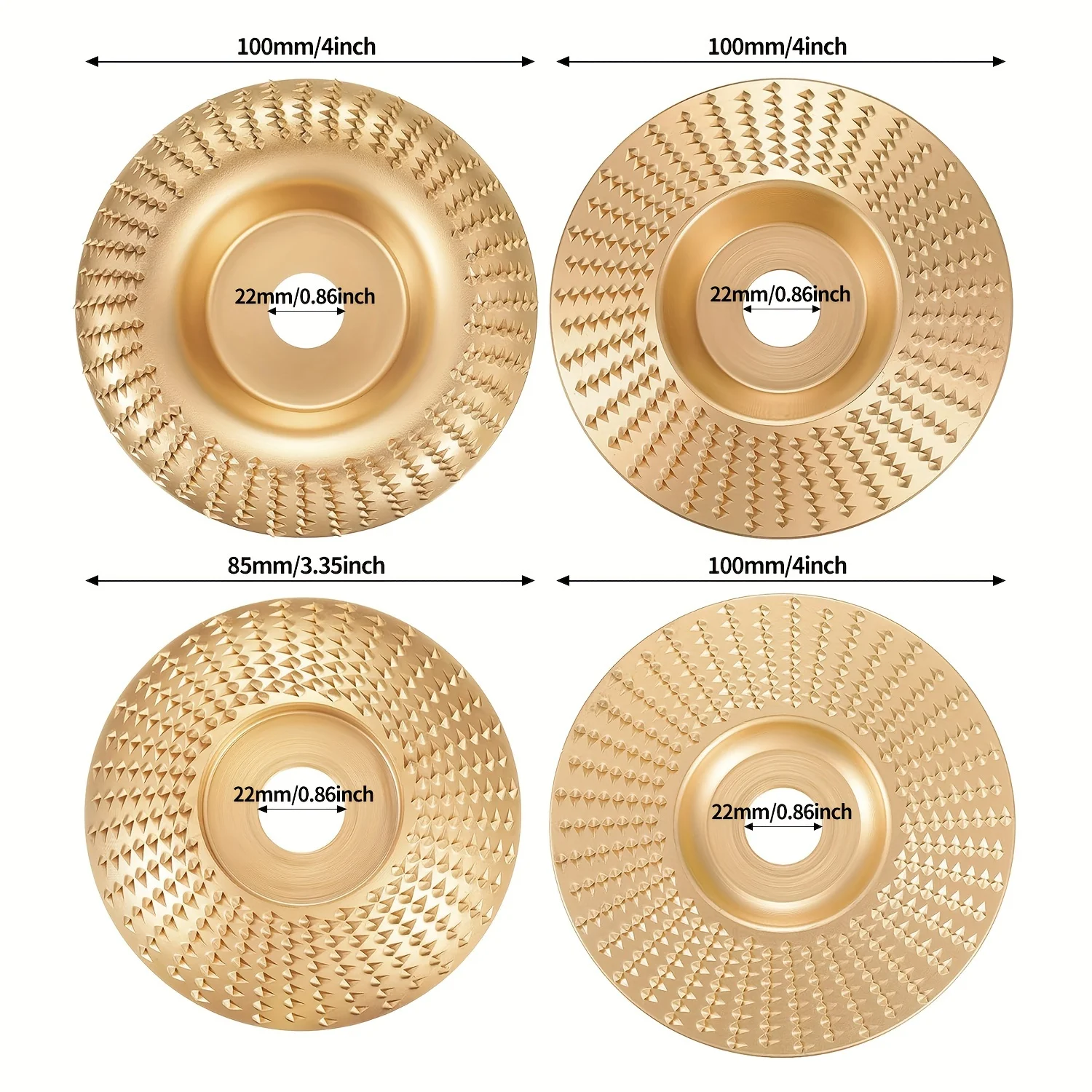 Juego de discos para tallar madera con amoladora angular de 5 piezas