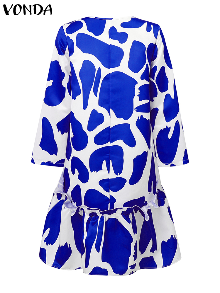 Vonda-女性のためのエレガントなミドル丈ドレス,ボヘミアンプリントのサンドレス,長袖,カジュアルでゆったりとしたドレス,大きいサイズ,5xl,秋,2024