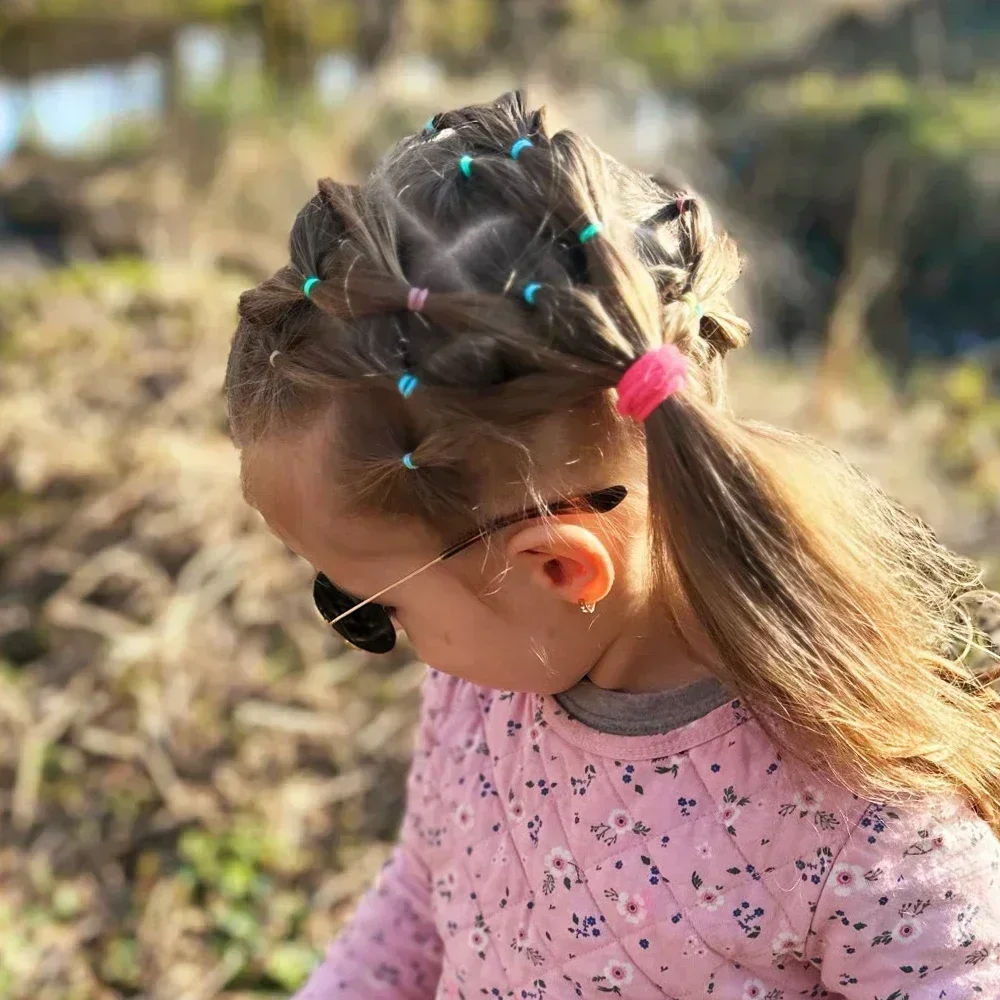 500 Uds. Banda de goma desechable colorida para niñas, lazos para el cabello, diadema para niños, coleteros, bandas, accesorios para el cabello para niños, Scrunchie
