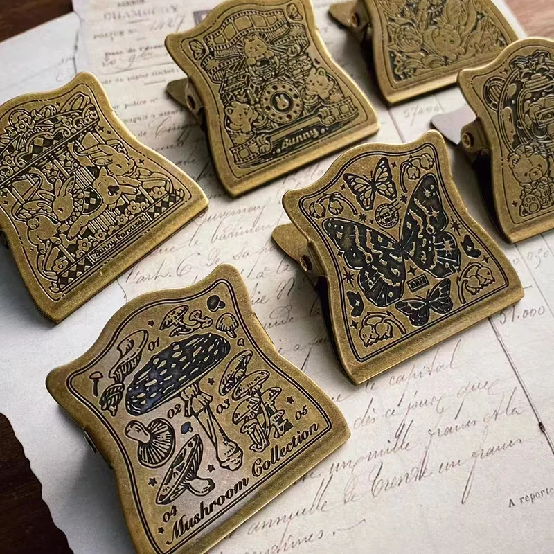 Clip in ottone vintage Libro per acquerelli Memo Decorazione per notebook Morsetto carino Reciepts stazionari Clip per raccoglitore Specifiche multiple