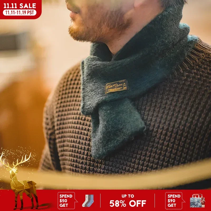 Maden Vintage Color sólido bufanda de Mohair Simple bufandas tejidas de invierno hombres y mujeres cálido a prueba de viento moda bufanda de cuello de tamaño pequeño