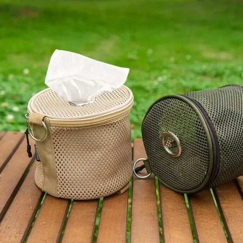 Custodia per fazzoletti da campeggio all'aperto, borsa portaoggetti in rotolo di carta con gancio, porta fazzoletti portatile, porta tovaglioli appeso per tende, forniture da campeggio
