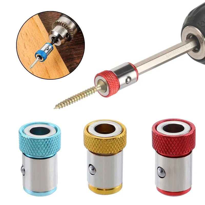 Punte per cacciavite ad anello magnetico in lega con anello magnetico universale da 6,35 mm Anello magnetico per punta da trapano con magnetizzatore forte anticorrosione