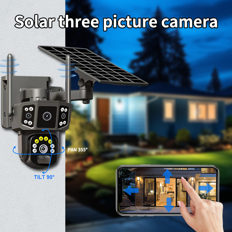 Solar Camera 4G SIM Card WiFi Wireless Network 360 IP 8MP 4K HD CCTV Battery Dual Lens Outdoor Smart Home Security Surveillance