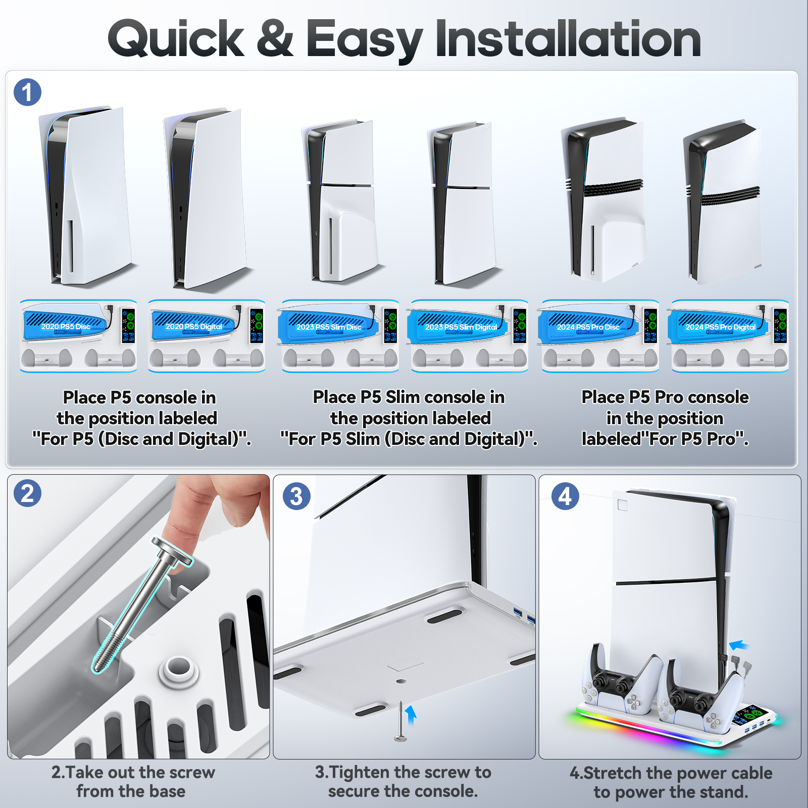 Suporte de jogo para sony ps5 console playstation play stations ps 5 slim pro suporte base ventilador refrigerador rgb acessórios para jogos