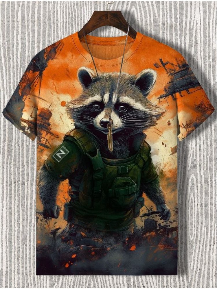 メンズ Tシャツ和風サムライ猫グラフィック 3D プリント Tシャツカジュアル半袖 Tシャツ屋外特大男性服トップス