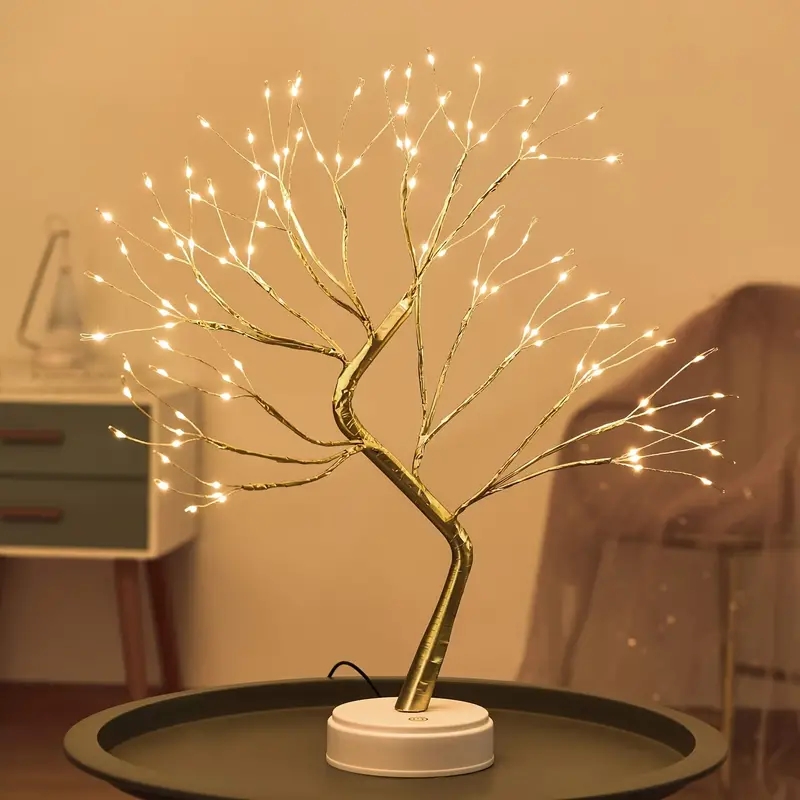 36/108 luz Led nocturna mesa bonsái árbol lámpara Interruptor táctil alambre de cobre luces de mesa para dormitorio hogar decoración navideña