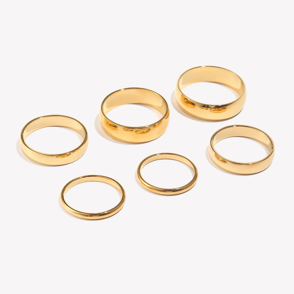 Hoen Ố Miễn Phí 2Mm 4Mm 6Mm Đồng Hồ Thép Không Gỉ Mạ Vàng 18K Màu Bạc Knuckle Nhẫn Cho Nữ tối Giản Viền Vàng Dành Cho Nữ