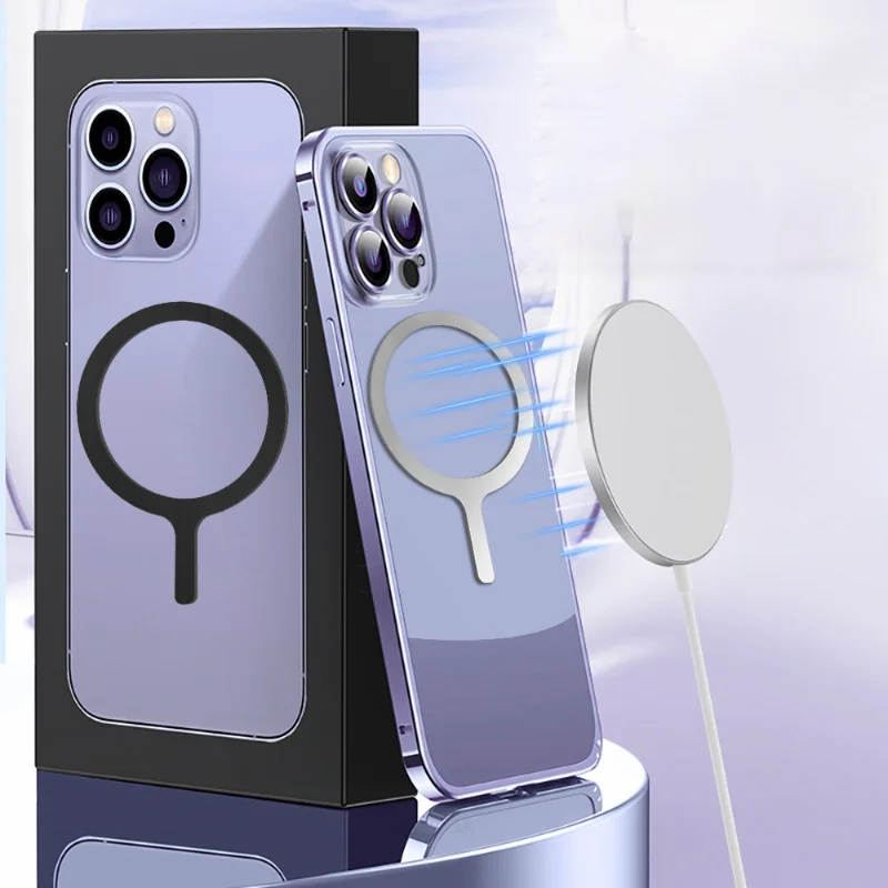 Selbstklebender Metallring-Eisenblech-Aufkleber für Apple IPhone Hülle Magsafe Magnetischer kabelloser Ladering für iPhone 15