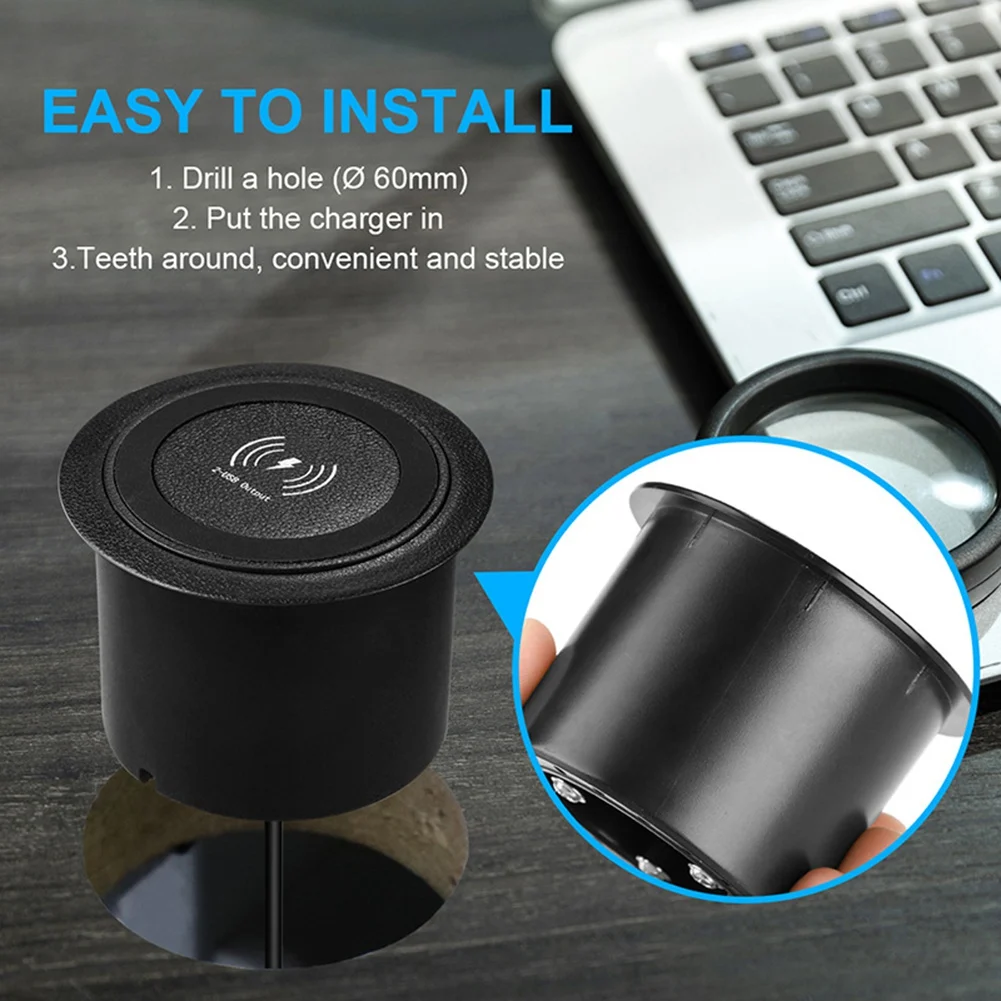 10W snelle draadloze oplader - Up Desktop ingebedde snelle draadloze oplader met USB-poort Universeel voor smartphone