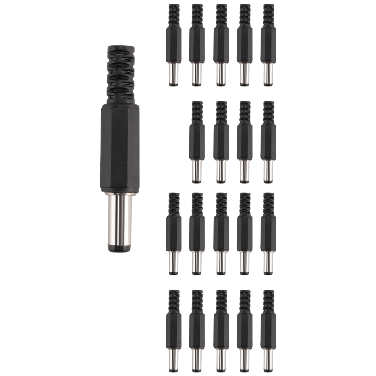 ABFA 20 Pcs Preto 2,5 mm x 5,5 mm DC Power Male Plug Jack Adaptador