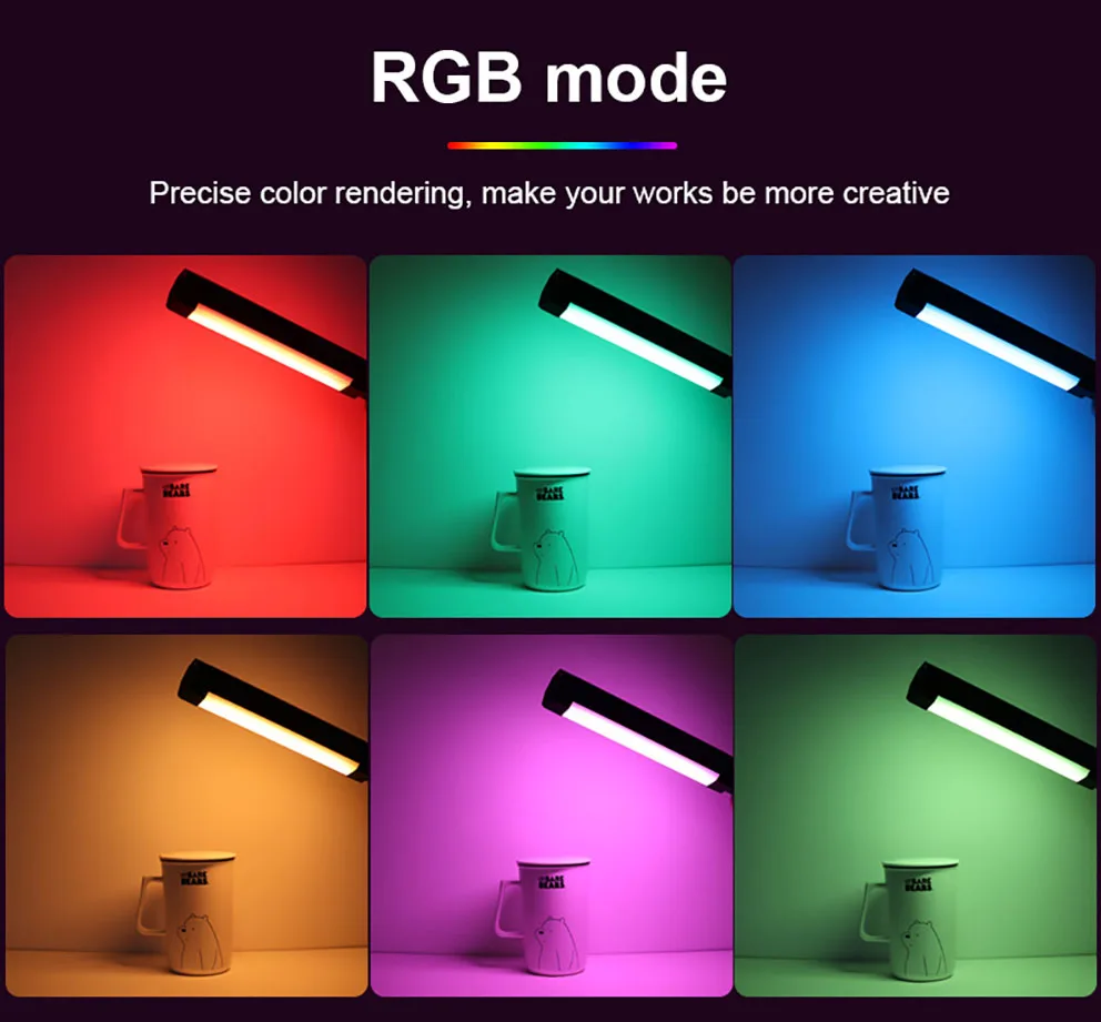 LUXCEO V8 Portable RGB vidéo lumière Gamer lampe 2000mAh Photo vidéo prise de vue Selfie éclairage lumières de remplissage pour Vlog/YouTube